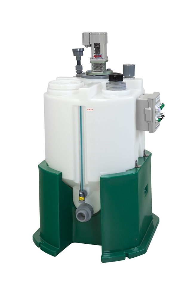 <strong>【攪拌機付完全液出しタンクユニット】50L・100L・200L！PE製で軽量、安価に！有償でデモ機貸出も可能！</strong>
